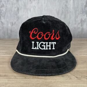 Vintage Coors Light Corduroy Hat Black Beer Cap California Headwear USA